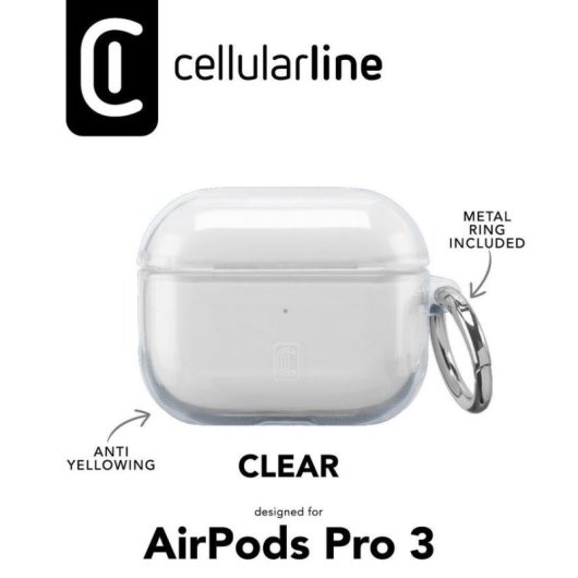 Étui Cellularline Clear AirPods Pro 3 Transparent avec crochet léger