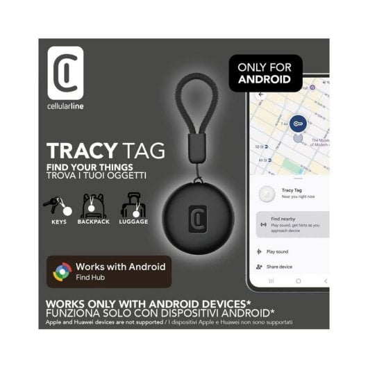 Localizador CELLULARLINE Tracy Tag Compatível Android Bluetooth Bateria Substituível
