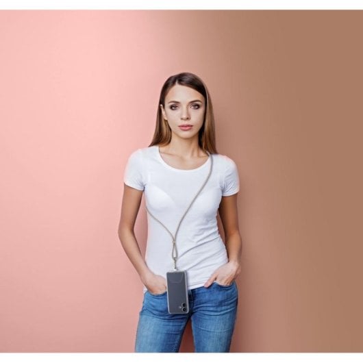 Cordão para smartphone Cellularline Universal Lace Marron com ajuste seguro