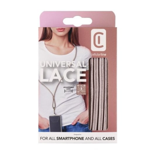 Cordão para smartphone Cellularline Universal Lace Marron com ajuste seguro