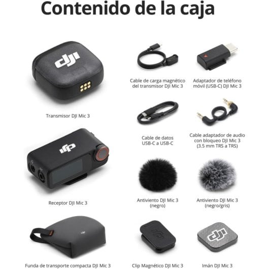 Microphone DJI Mic 3 sans fil omnidirectionnel USB-C réduction du bruit
