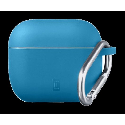 Étui Cellularline Bounce AirPods Pro 3 silicone soft-touch avec mousqueton bleu