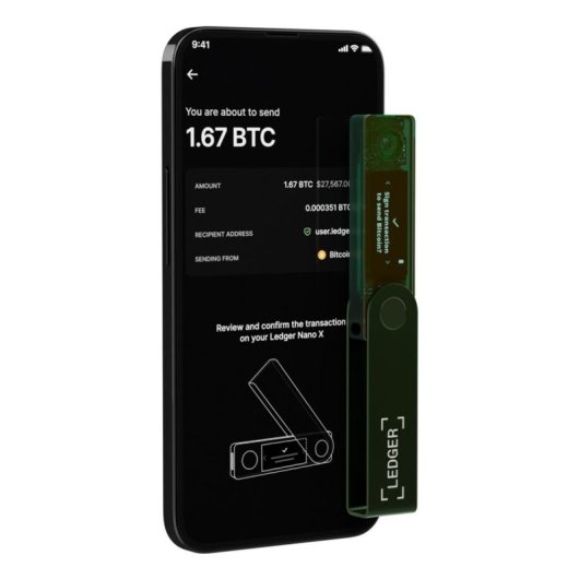 Portefeuille crypto LEDGER Nano X Vert Bluetooth USB-C OLED Sécurité avancée