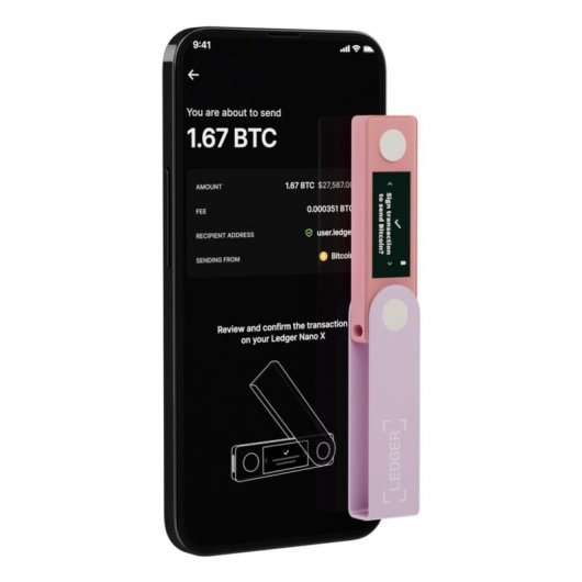 Monnaie crypto Ledger Nano X Bluetooth USB-C Écran OLED Rose Blanc