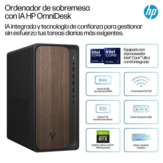 HP OmniDesk Desktop AI M03-0013ns Intel Core Ultra 5 225 16GB 1TB SSD Intel Graphics Windows 11 Wi-Fi 6