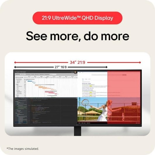 Monitor LG 34" UltraWide QHD 100Hz IPS Curvo HDR10 Speaker USB-C