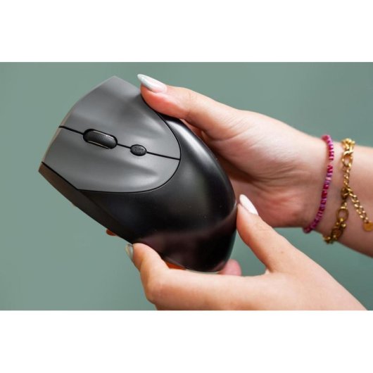 Souris BakkerElkhuizen Handshake Sans Fil/Bluetooth/USB-C 6400 DPI Noir Gris Gaucher Ergonomique