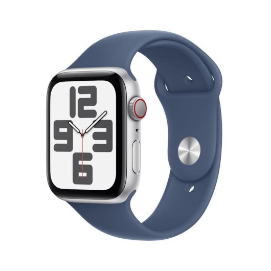 Apple Watch SE GPS 4G 44mm OLED Aluminio Plata Correa Azul M/L Resistente al Agua 50 m