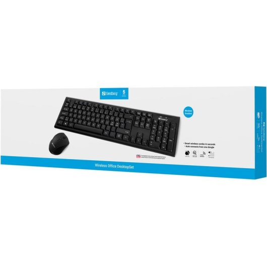 Tastiera Sandberg 631-23 wireless full-size membrana con mouse incluso nero