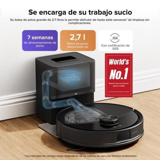 Robot Aspirador y Fregasuelos Roborock Q10 S5+ con Autovaciado 10.000 Pa Navegación LiDAR y sistema antienredos