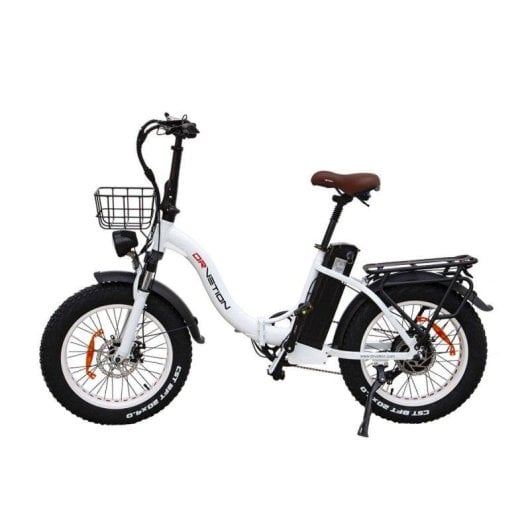 Bicicleta Elétrica Drvetion Ct20 Dobrável 750W 48V 15Ah Shimano 7V Pneus 20x4.0 Branco Pérola
