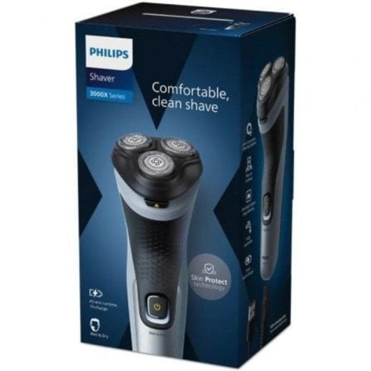 Rasoir Visage Philips Shaver Series 3000X X3063 Sans Fil 45min Sec et Mouillé 3 Têtes Tondeuse