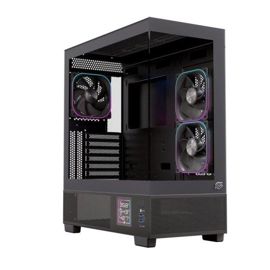 Boîtier Einarex S501d RGB Digital Verre Panoramique 3x120mm ATX Gaming Noir