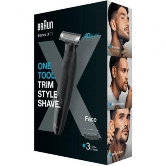 Tondeuse Barbe Visage Braun XT3100 Sans Fil 45min Résistante à l’Eau 3 Sabots Lame 4D