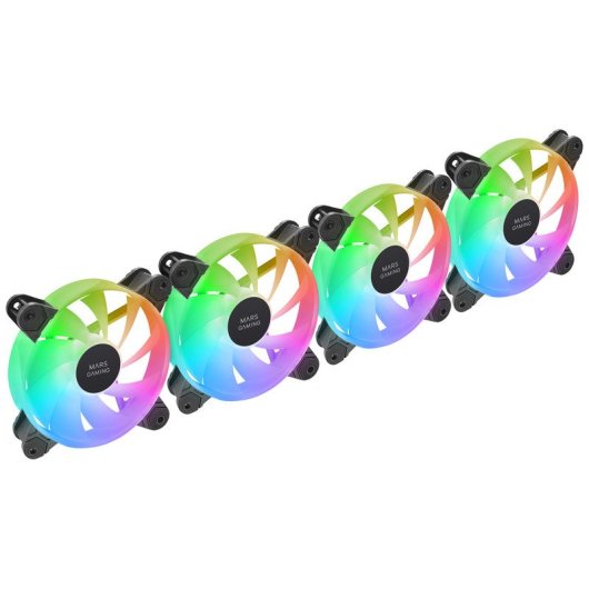 Mars Gaming MF-4A Kit 4x Lüfter 120mm ARGB Regenbogen Doppelanschluss 5V 3-Pin Schwarz
