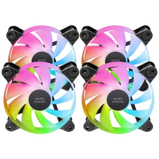 Mars Gaming MF-4A Kit 4x Lüfter 120mm ARGB Regenbogen Doppelanschluss 5V 3-Pin Schwarz