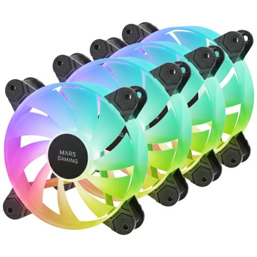 Mars Gaming MF-4A Kit 4x Lüfter 120mm ARGB Regenbogen Doppelanschluss 5V 3-Pin Schwarz