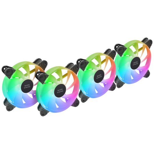 Mars Gaming MF-4A Kit 4x Lüfter 120mm ARGB Regenbogen Doppelanschluss 5V 3-Pin Schwarz