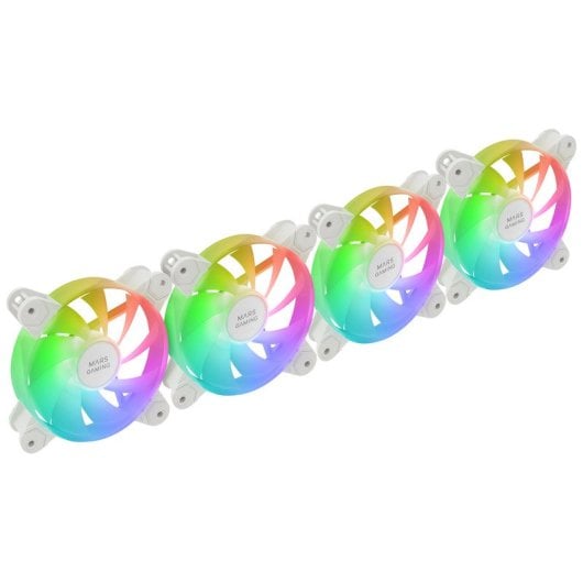 Mars Gaming MF-4A Kit 4 ventole 120mm ARGB Rainbow Doppio connettore 5V 3pin Bianco