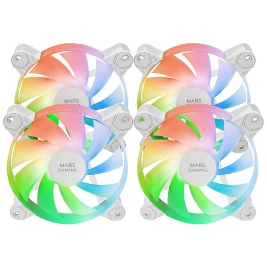 Mars Gaming MF-4A Kit 4 ventole 120mm ARGB Rainbow Doppio connettore 5V 3pin Bianco