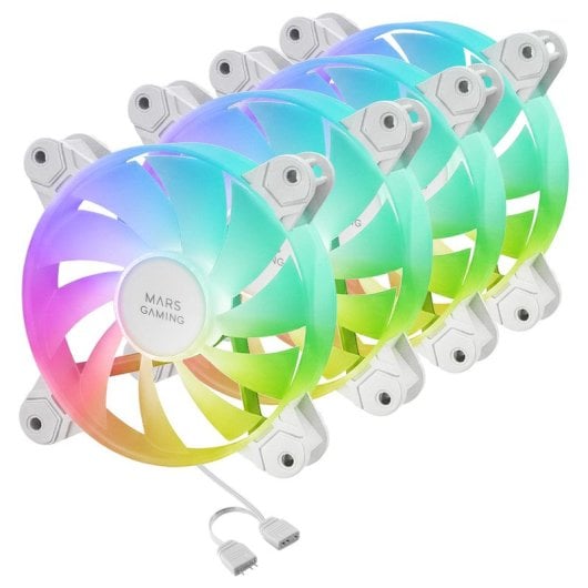 Mars Gaming MF-4A Kit 4 ventole 120mm ARGB Rainbow Doppio connettore 5V 3pin Bianco