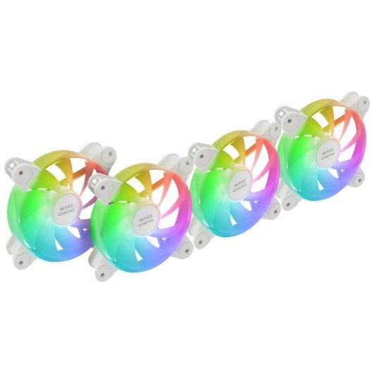 Mars Gaming MF-4A Kit 4 ventole 120mm ARGB Rainbow Doppio connettore 5V 3pin Bianco