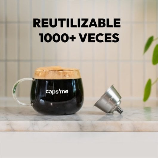 Kit Caps Me Slide compatível com Nescafé Dolce Gusto: shaker minimalista + 1 cápsula + 1 tampa de silicone