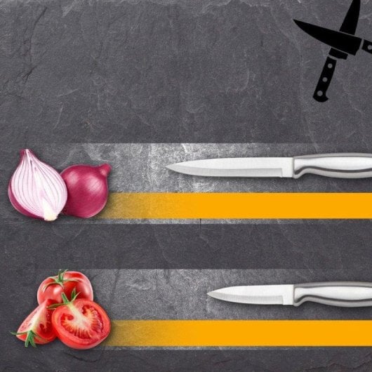 Faca de cozinha Classbach C-MBS 4018 Inox Branco Conjunto 7 Peças com Bloco Madeira