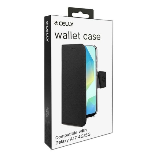 Funda para móvil Celly WALLY Funda cartera Similicuir Noir avec support pour Samsung Galaxy A17 5G/4G