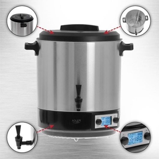 Hervidor Adler AD 4496 28L Acero Inoxidable Pantalla LCD Timer