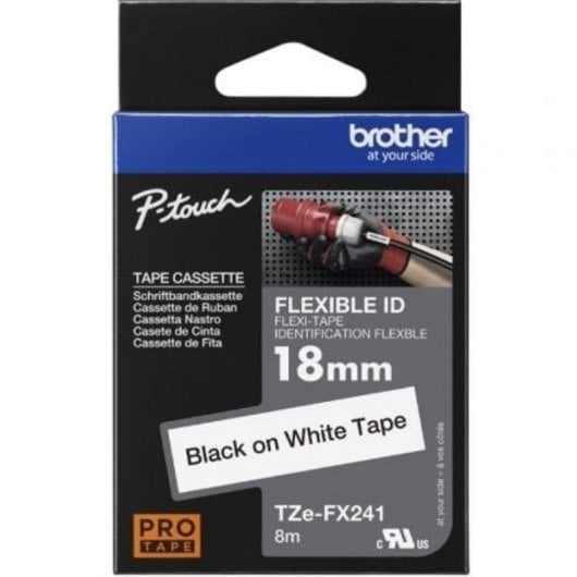 Ruban pour étiqueteuse Brother TZe-FX241 Laminé Flexible 18 mm x 8 m Noir sur Blanc
