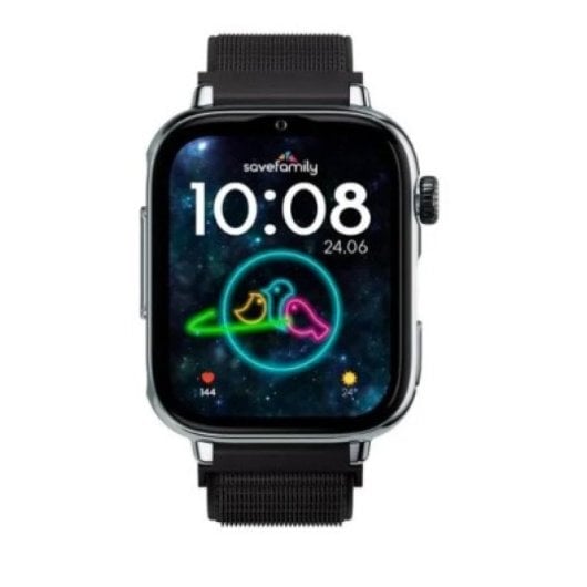 SaveFamily SaveWatch Plus 2 4G GPS 50mm AMOLED Argent Noir Étanche IP68 Pulsomètre SOS