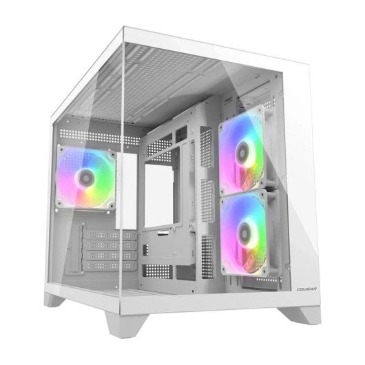Caixa Cougar CGR-2QA6W-RGB Mini Tower micro ATX Mini-ITX Vidro Temperado Branco RGB