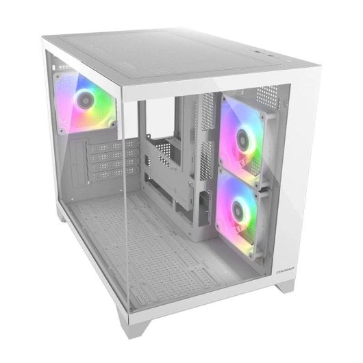 Caixa Cougar CGR-2QA6W-RGB Mini Tower micro ATX Mini-ITX Vidro Temperado Branco RGB