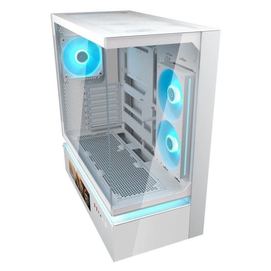 Caixa Cougar CGR-2DA4W-V Midi Tower LCD RGB Vidro Temperado Branca