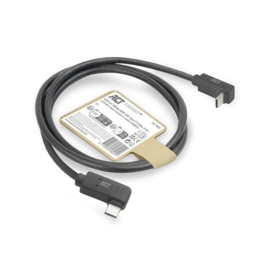 Cavo USB ACT AC6123C USB-C Angolato 1m 10Gbps 60W 4K PVC Nero