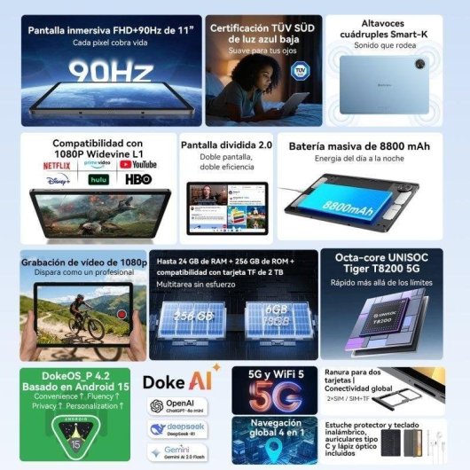 Tablet Blackview Zeno 10 WiFi + 5G 11" 6GB 256GB Azul