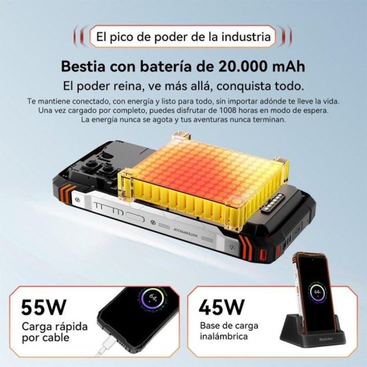 Blackview Xplore 1 Walkie Talkie 36GB 512GB 6.78" FHD+ 120Hz 5G Dual SIM 20000mAh Android 15 Negro