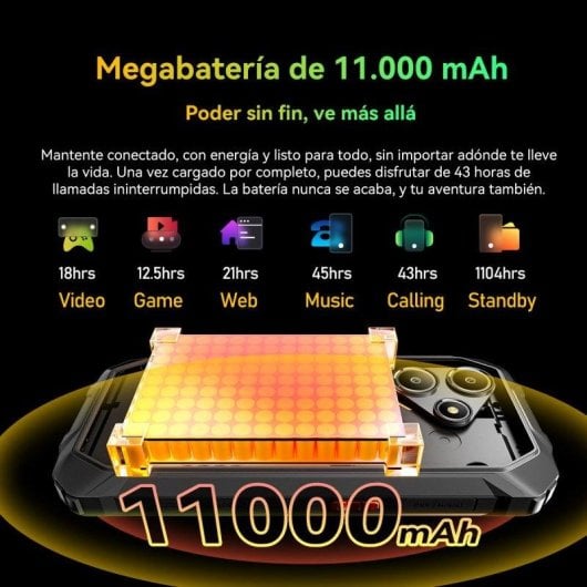 OSCAL Marine 2 8GB 128GB 6.56" IPS 90Hz 4G Dual SIM NFC 11000mAh Android 15 Laranja