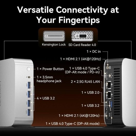 GEEKOM A9 Max AMD Ryzen AI 9 HX 370 32GB 1TB SSD Radeon 890M Windows 11 Pro USB4 Wi-Fi 7 LAN 2.5G