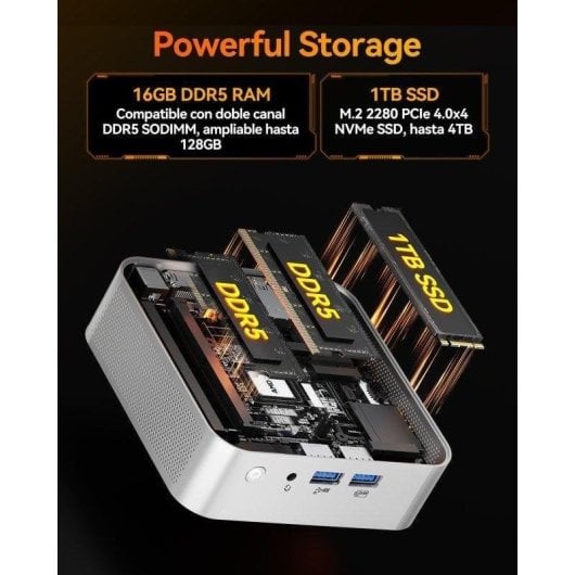 Mini PC GEEKOM A8 AMD Ryzen 7 8745HS 16GB 1TB SSD Radeon 780M Windows 11 Pro