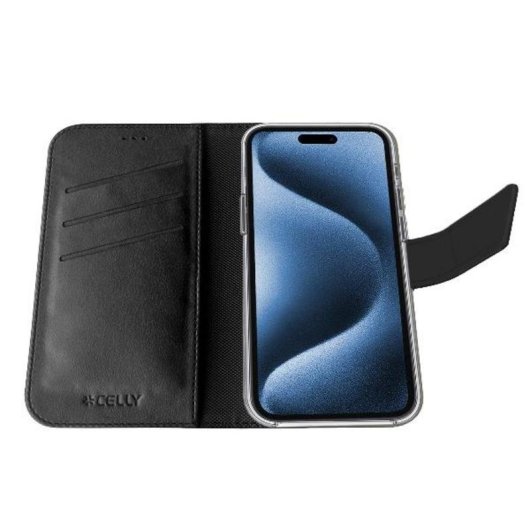 Funda para móvil Celly WALLYMAG Funda cartera Cuir synthétique Noir MagSafe pour iPhone 17 Pro