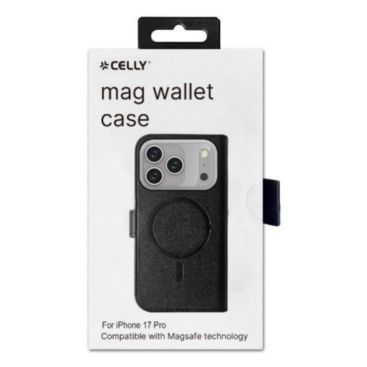 Funda para móvil Celly WALLYMAG Funda cartera Cuir synthétique Noir MagSafe pour iPhone 17 Pro