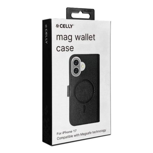Funda para móvil Celly WALLYMAG Funda cartera Similicuir Noir MagSafe pour iPhone 17