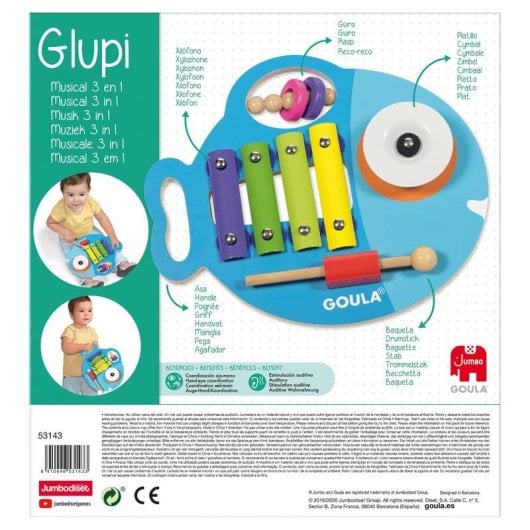 Jeu éducatif Goula Glupi Musical 3 en 1 bois multi-activités