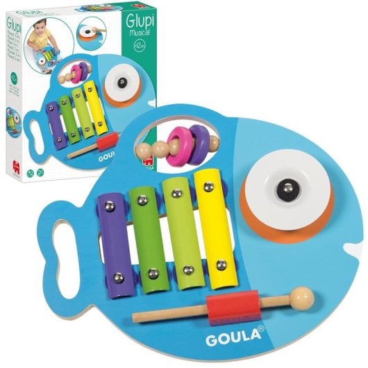 Jeu éducatif Goula Glupi Musical 3 en 1 bois multi-activités