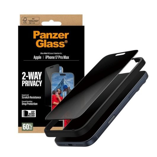 Protetor de Ecrã PanzerGlass iPhone 17 Pro Max 2-Way Privacy Ultra-Wide Fit