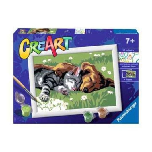 Kit de Pintura por Números Ravensburger CreArt Sleeping Cats and Dogs Acrílico 1 Imagem 10 Cores