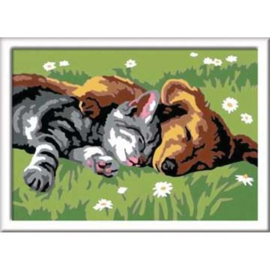Kit de Pintura por Números Ravensburger CreArt Sleeping Cats and Dogs Acrílico 1 Imagem 10 Cores