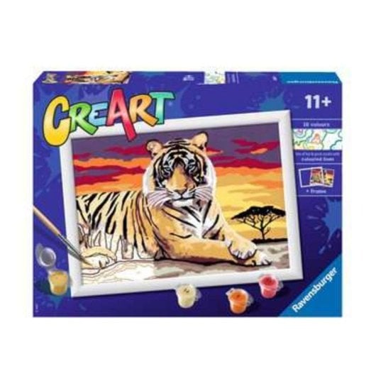 Kit de pintura Ravensburger CreArt Majestic Tiger pinturas acrílicas 16 cores